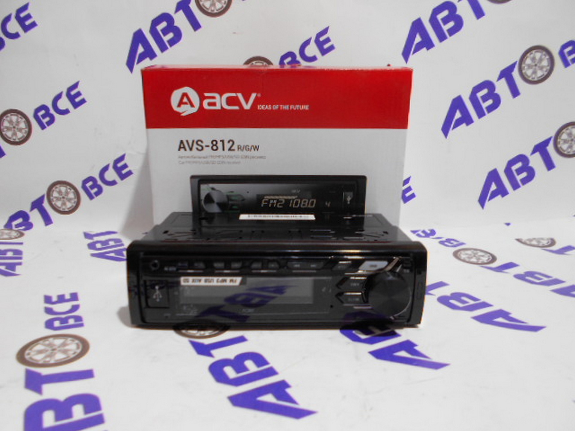 Автомагнитола (магнитофон) 1din красная (USB/BT/SD/FM/AUX) AVS-812R ACV