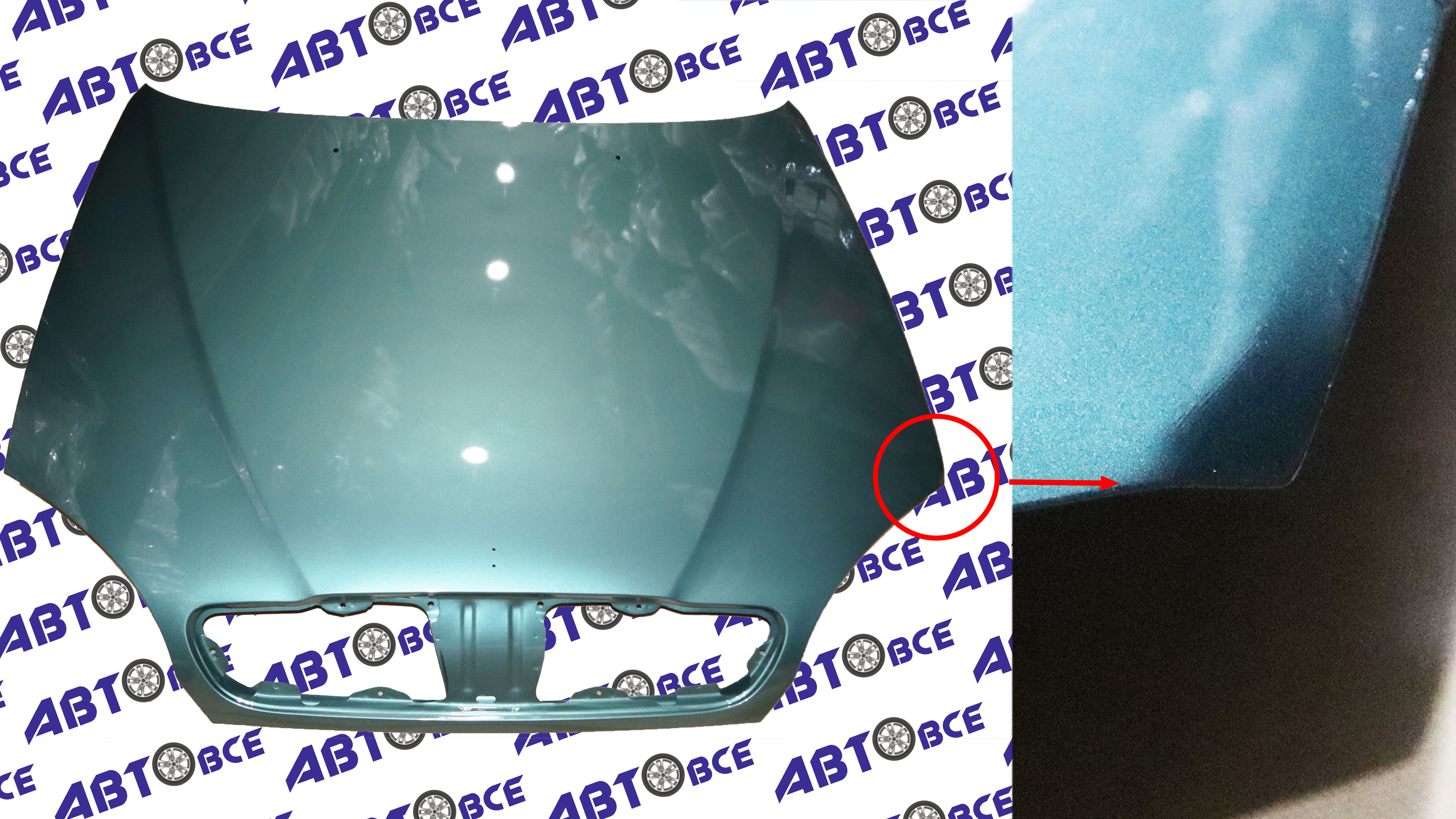 Капот Lanos,Sens (в цвет) (Classic Green) (60FF) (Классический Зеленый) УЦЕНКА (залом угла) Тайвань