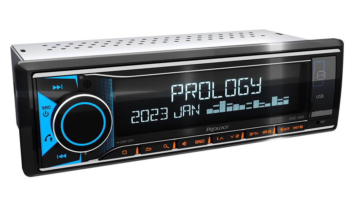 Автомагнитола (магнитофон) 1din синяя (FM/USB/BT/AUX) CMD340 с DSP процессором PROLOGY