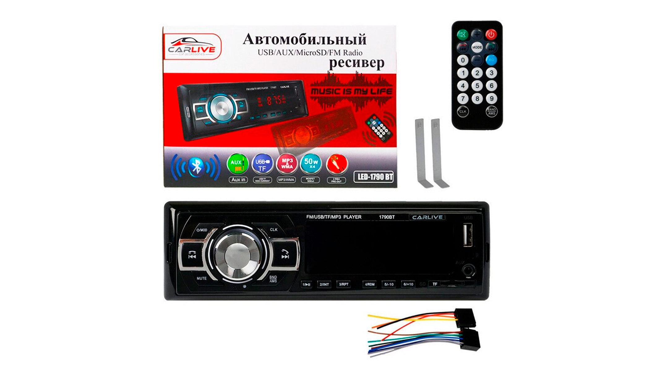 Автомагнитола LED-1803 BT (USB/BT/SD/FM/AUX) CARLIVE