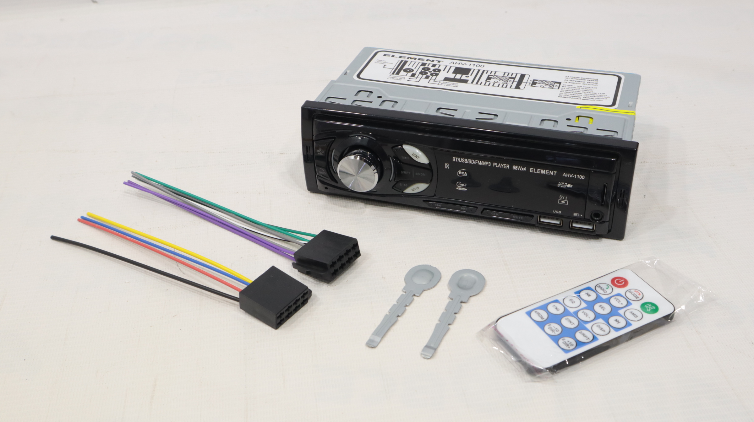 Автомагнитола (магнитофон) 1din (USB/Bluetooth/SD/FM/AUX) AHV-1100 ELEMENT-5