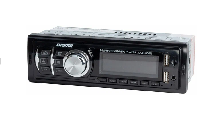 Автомагнитола (магнитофон) 1din  (USB/BT/SD/FM/AUX/MP3) DCR-350R DIGMA