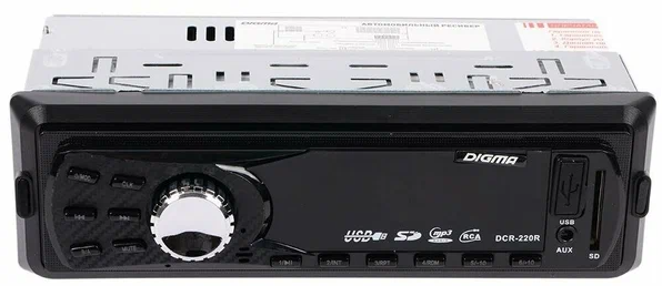 Автомагнитола (магнитофон) 1din  (USB/BT/SD/FM/AUX/MP3) DCR-220R DIGMA