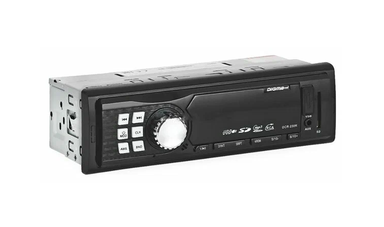 Автомагнитола (магнитофон) 1din  (USB/BT/SD/FM/AUX/MP3) DCR-230R DIGMA