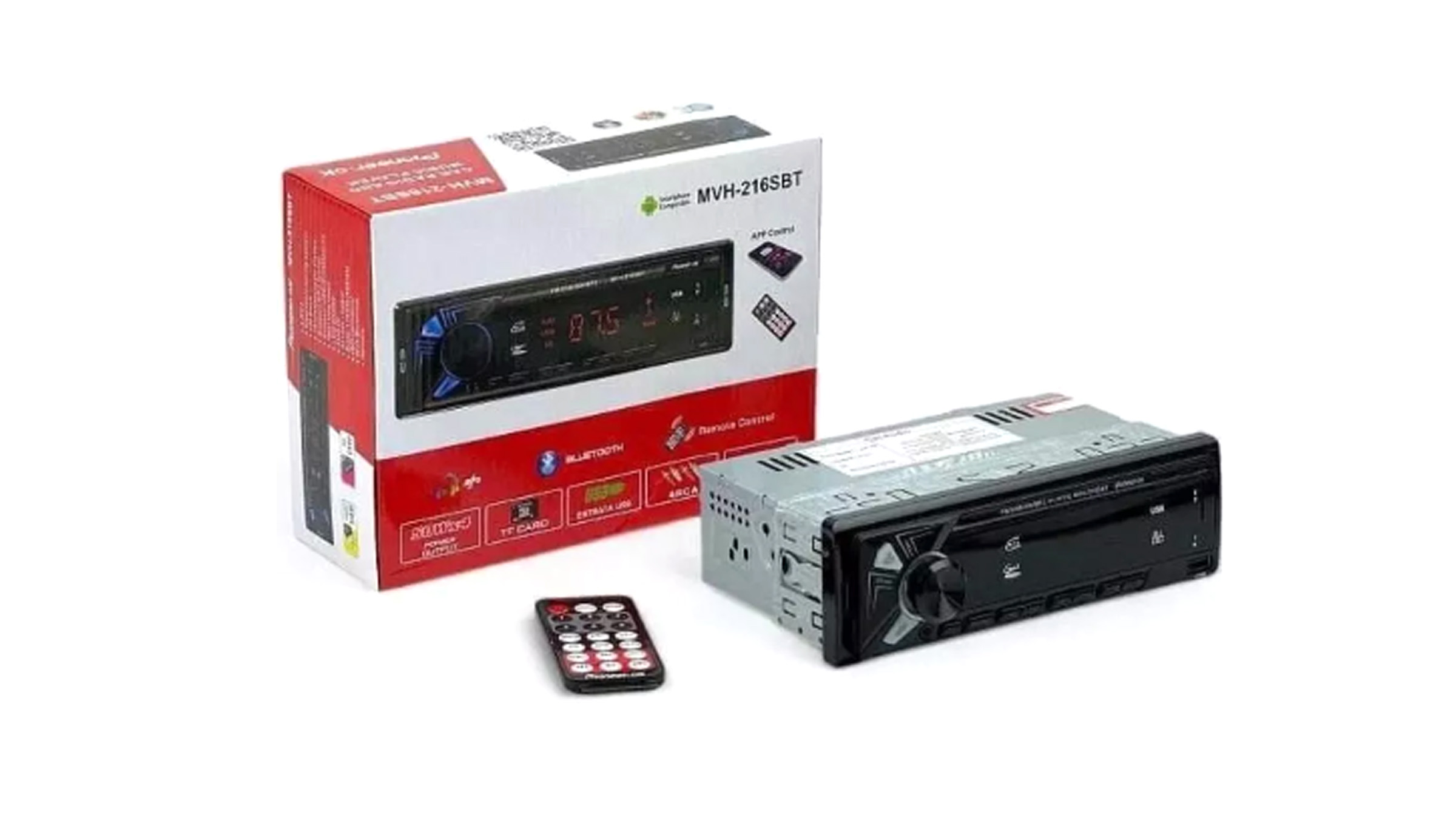 Автомагнитола (магнитофон) 1din (USB/BT/SD/FM/AUX/MP3) MVH-216STB (Аналог) PIONEER-OK