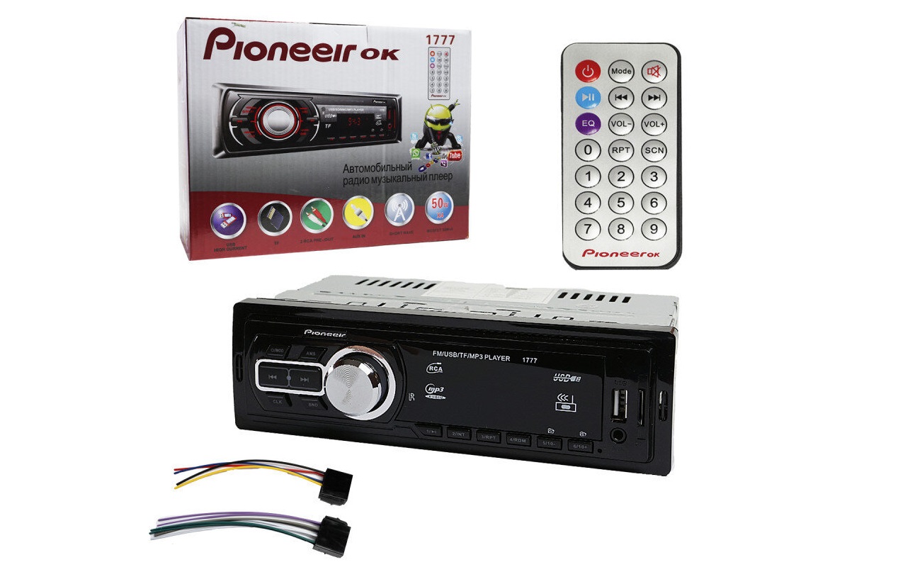 Автомагнитола (магнитофон) 1din (USB/BT/SD/FM/AUX/MP3) LED-1777 PIONEER-OK