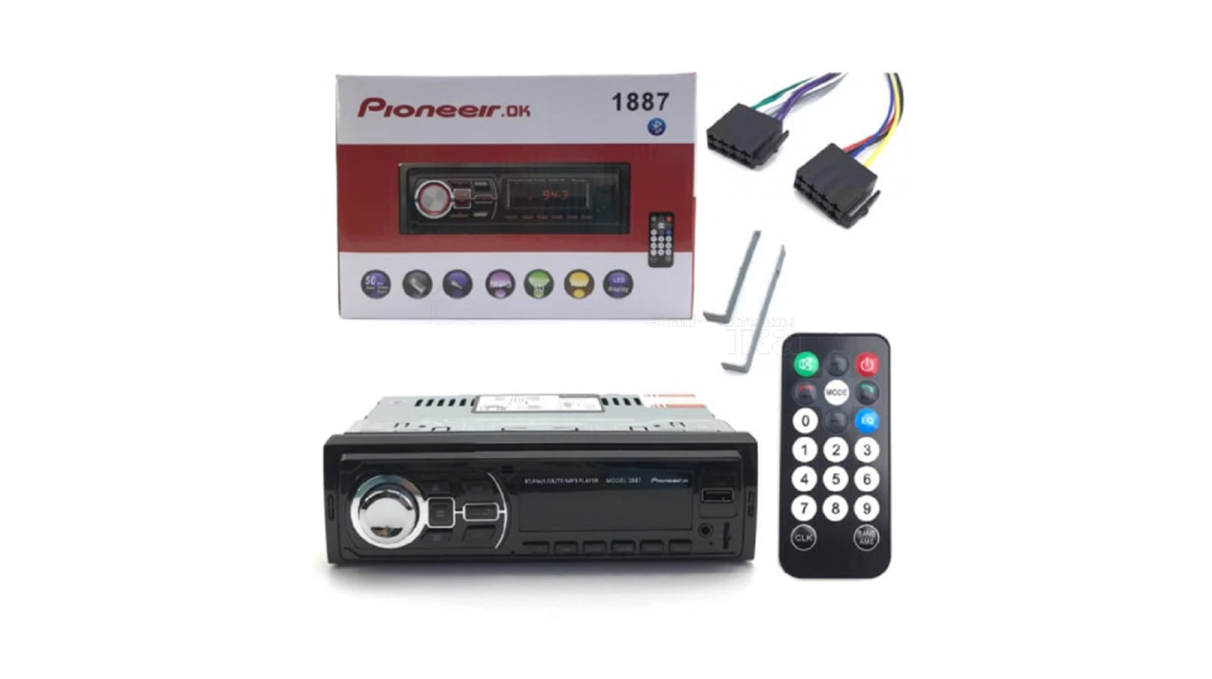 Автомагнитола (магнитофон) 1din (USB/BT/SD/FM/AUX/MP3) LED-1887 PIONEER-OK