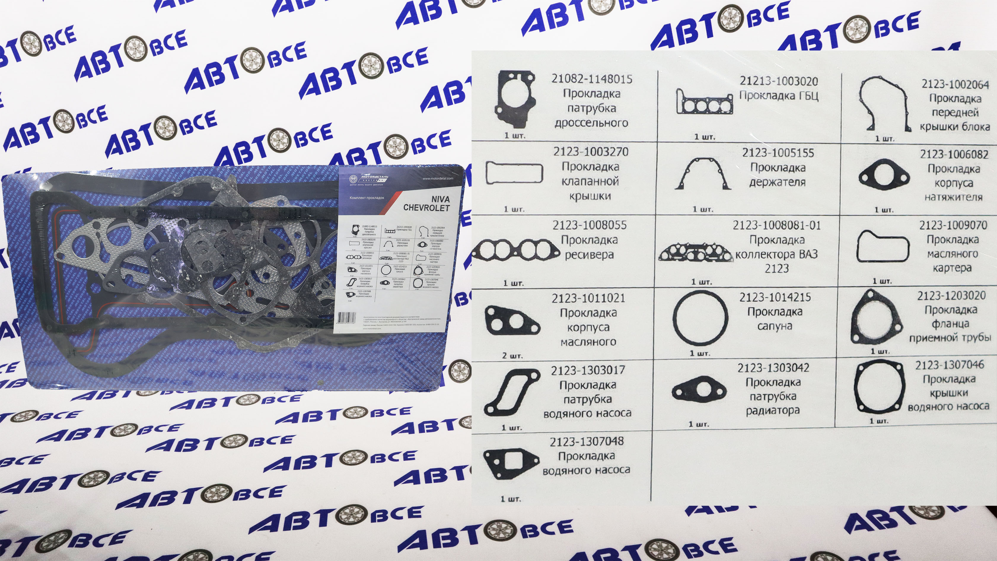 Набор прокладок двигателя (полный) 82.0 ВАЗ-21214-2123 МОТОРДЕТАЛЬ