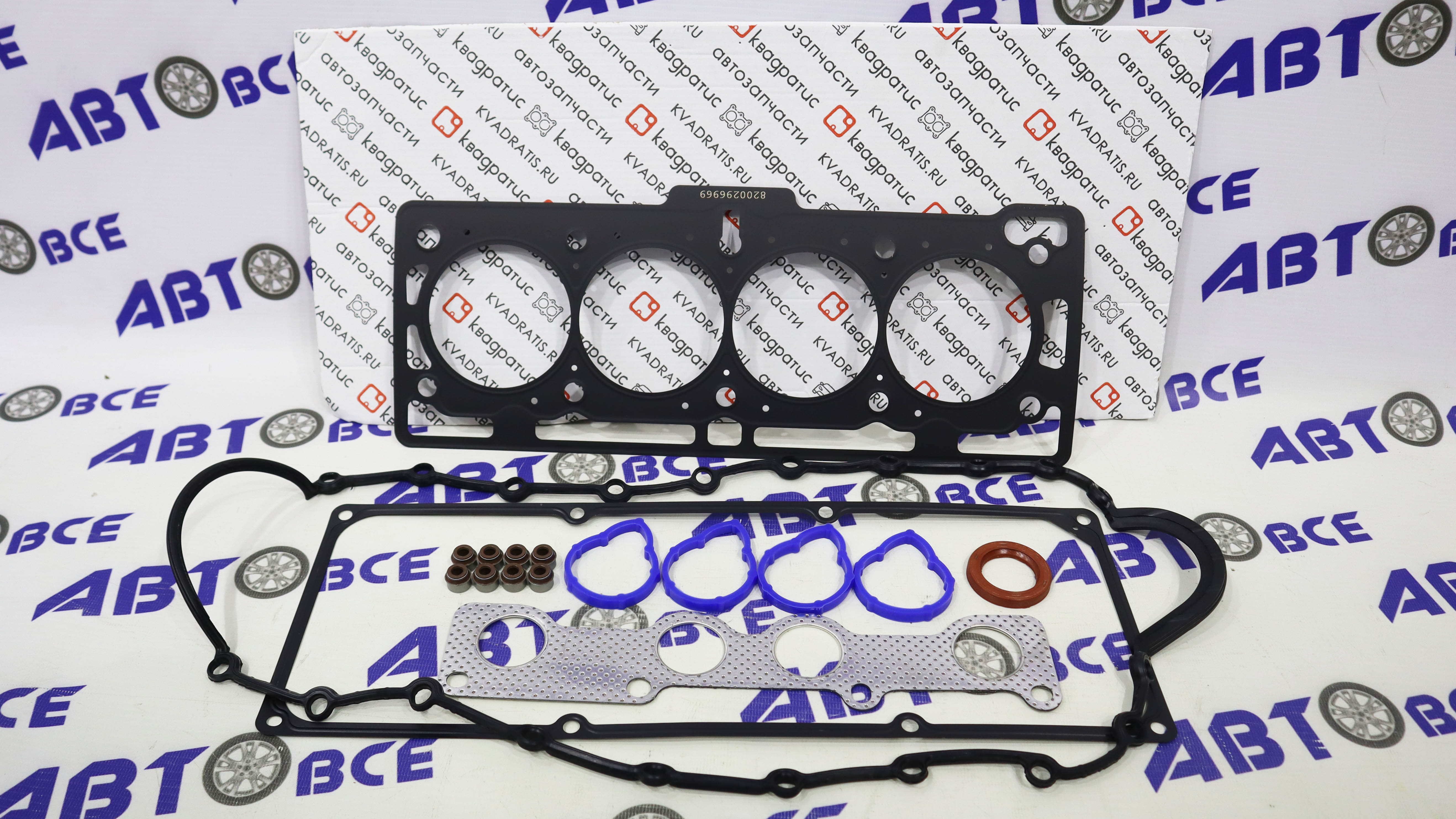 Набор прокладок двигателя (головки блока) 8V Logan,Largus, Sandero (c дв. K7J, K7M) Люкс КВАДРАТИС