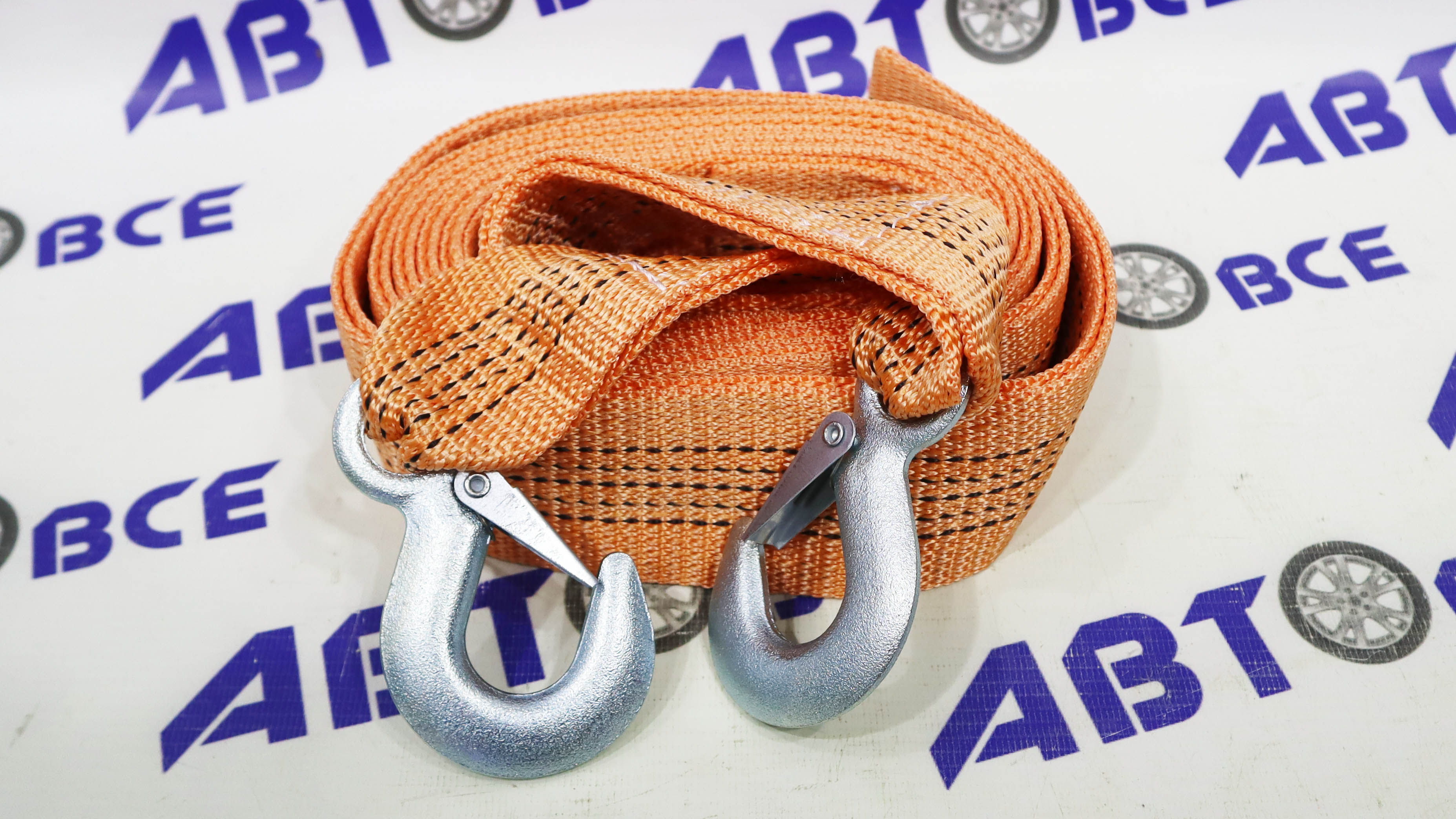 Трос ленточный 12т 5м 2 крюка СИБИРСКИЙ SKYWAY 65мм в пакете