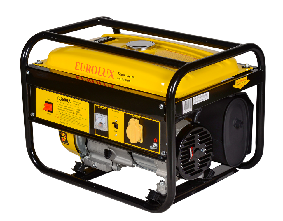 Генератор 220V (бензиновый) EUROLUX G3600A Мощность 2,5 - 2,8кВт EUROLUX