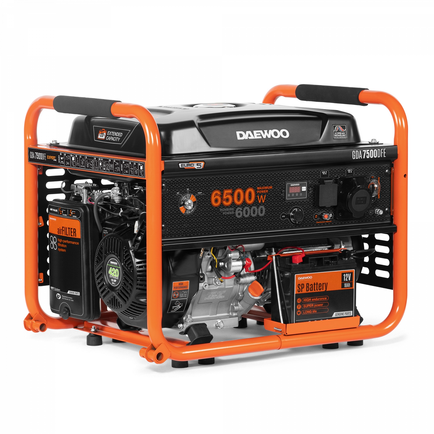 Генератор 220V Газ - Бензин (двухтопливный) DAEWOO GDA 7500DFE Мощность 6,0 - 6,5кВт DAEWOO